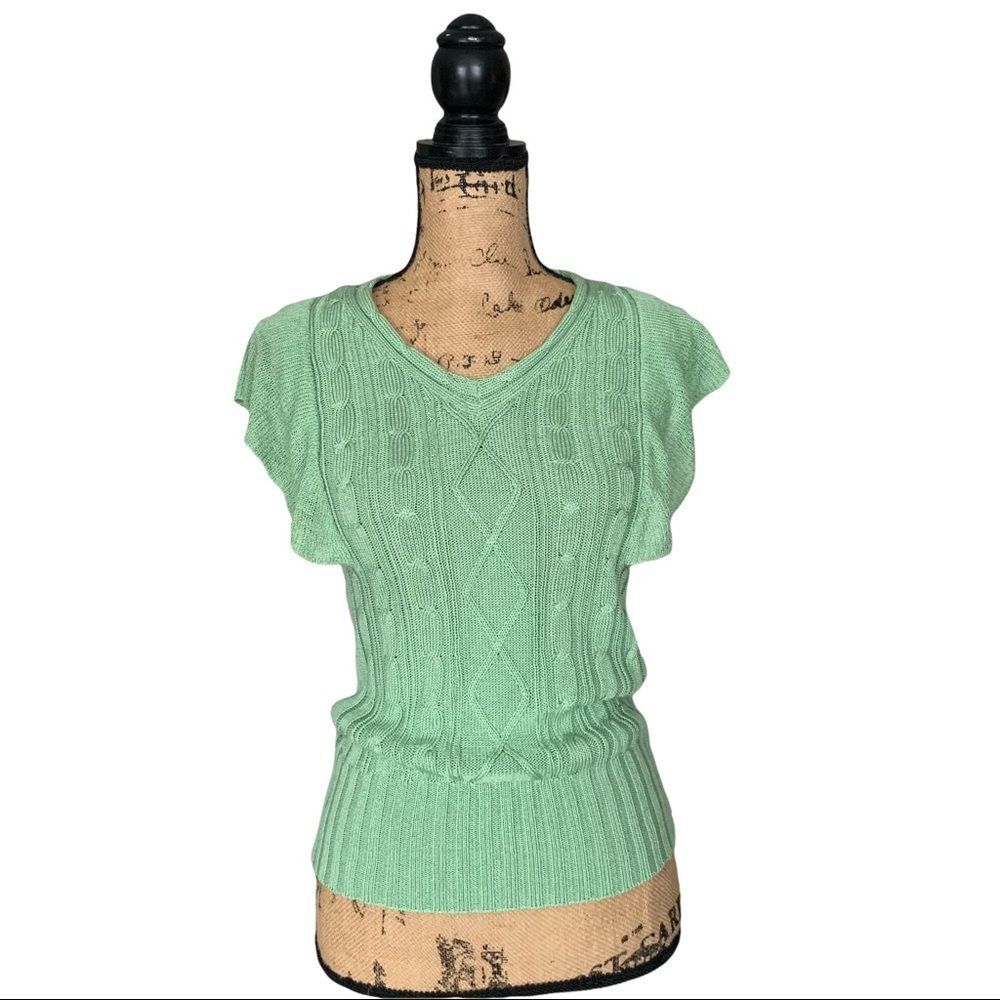 Butterfly Sleeves Rayon/Knit Top GREEN